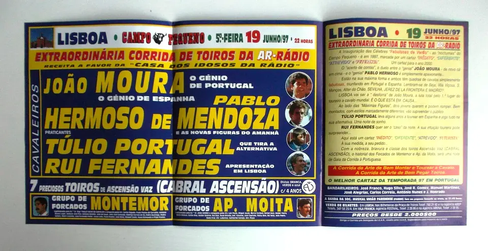 Panfleto Corrida de Toiros - Lisboa - Junho 1997 2