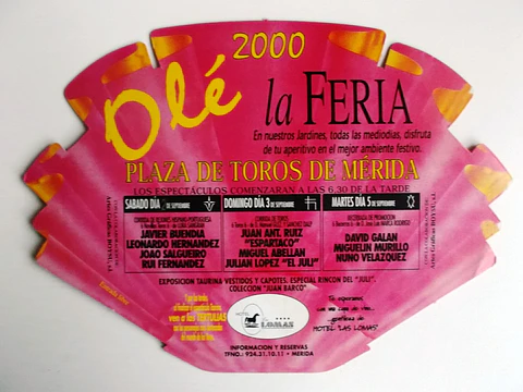 Panfleto Corrida de Toiros - Mérida - Setembro 2000