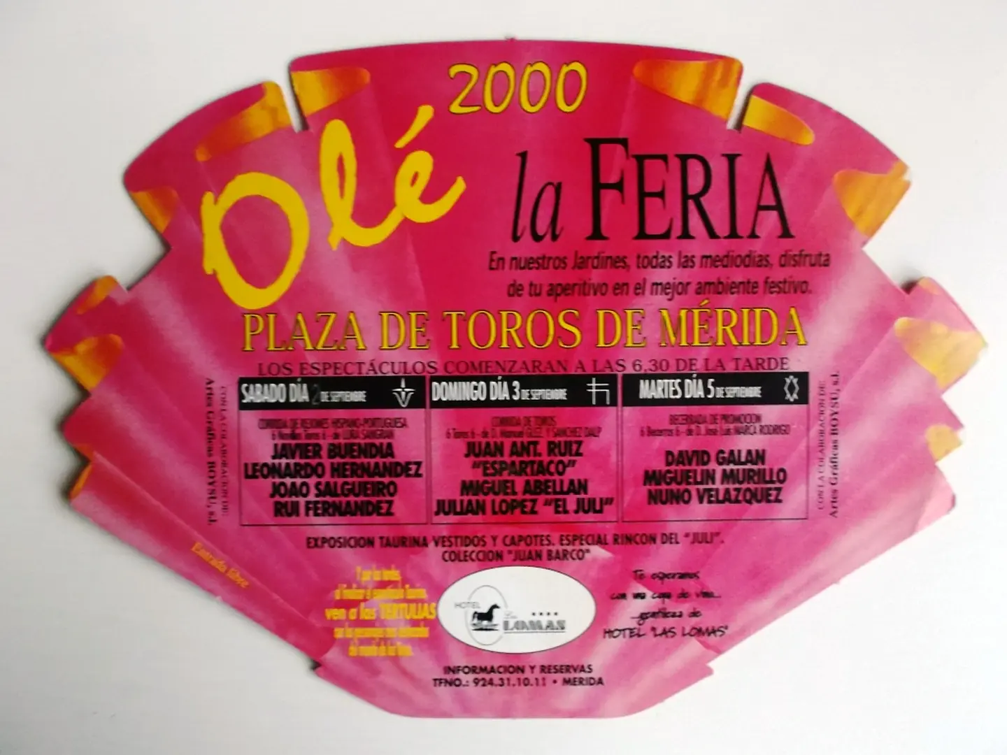 Panfleto Corrida de Toiros - Mérida - Setembro 2000 1