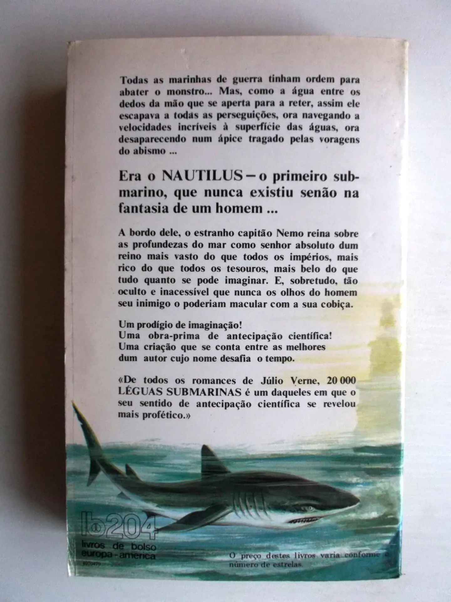 Livro de Bolso Europa América 204 - 20.000 mil Léguas Submarinas - Júlio Verne 3