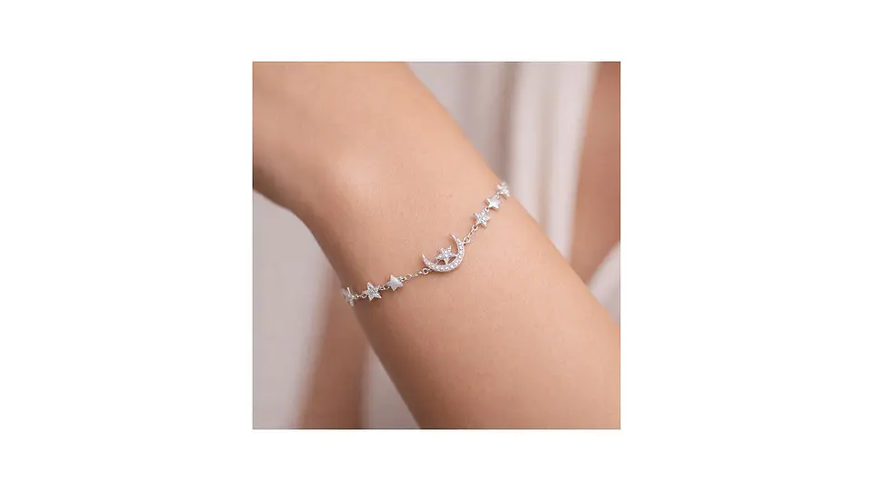 Pulsera Media Luna Estrellas Circones 2