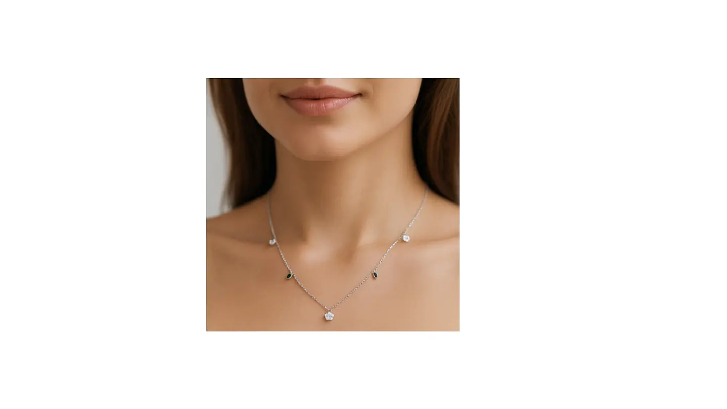 Collar Floral con Circones Verde Esmeralda 2