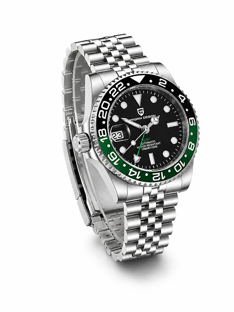 Pagani Design GMT 1662 Automático Acero 40mm Negro Verde