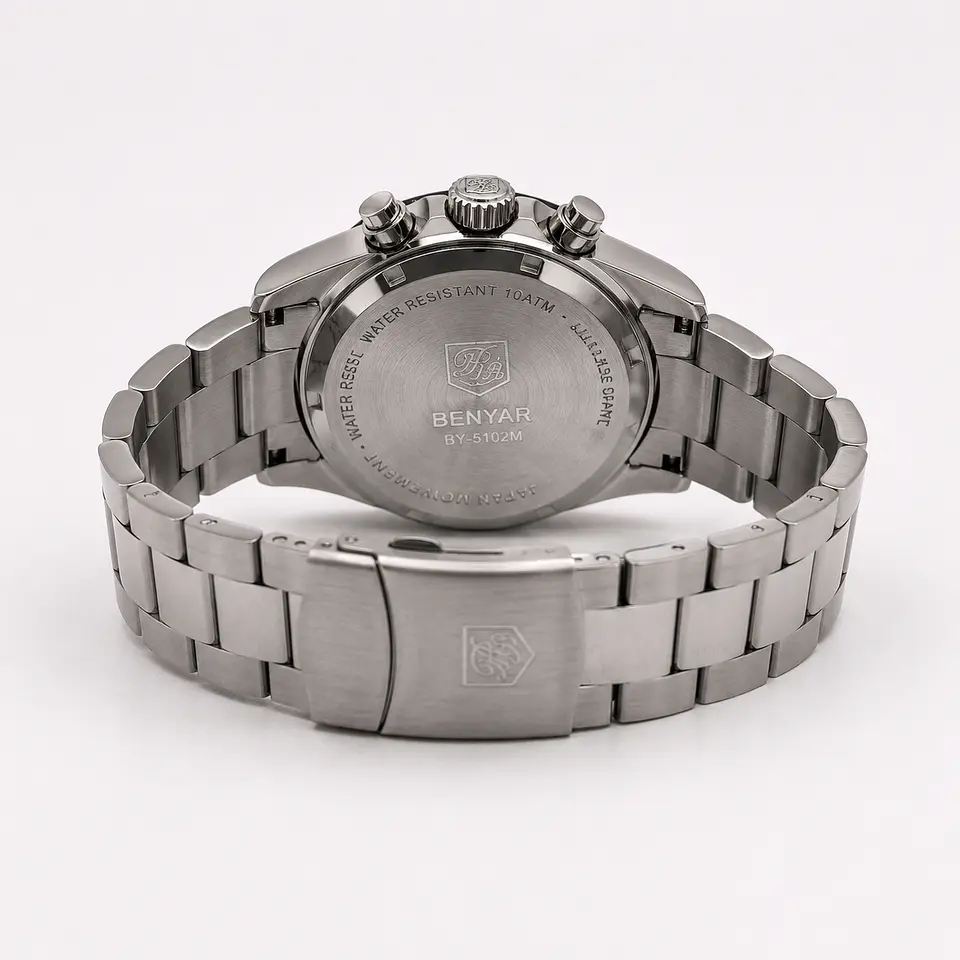 Benyar 6159 Chronograph Panda Steel 4