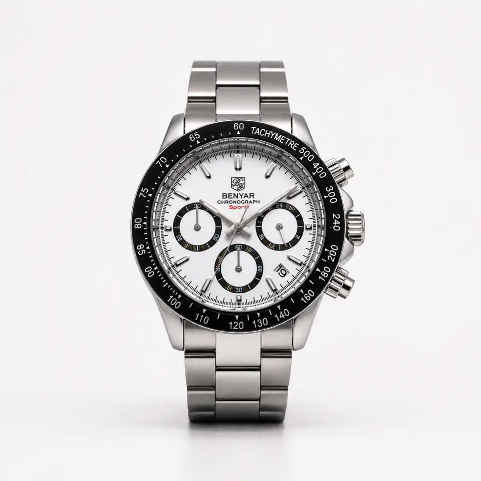 Benyar 6159 Chronograph Panda Steel 1