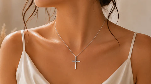 Collar Cruz con Circones Plata 925