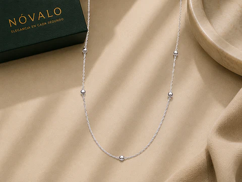Cadena Singapur con Bolitas en Plata 925