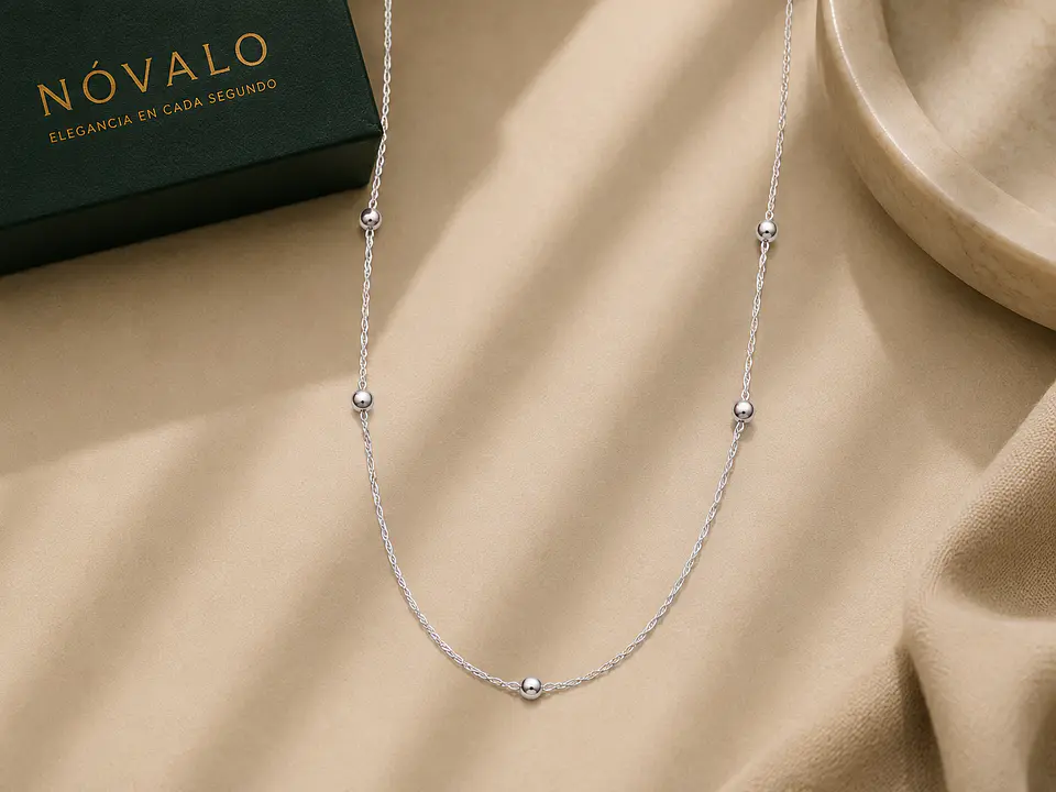 Cadena Singapur con Bolitas en Plata 925 1