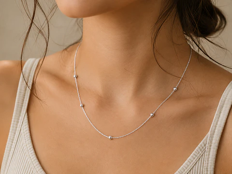 Cadena Singapur con Bolitas en Plata 925
