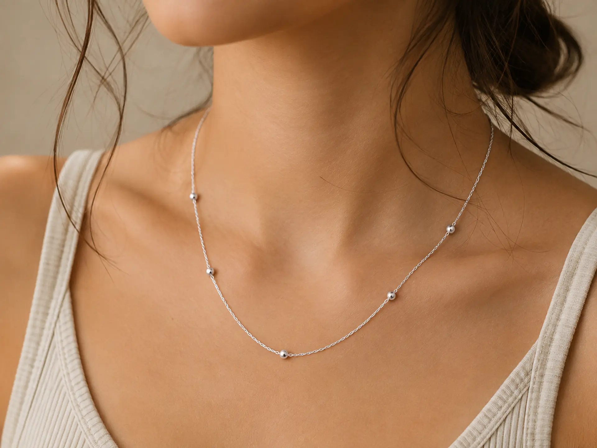 Cadena Singapur con Bolitas en Plata 925 2