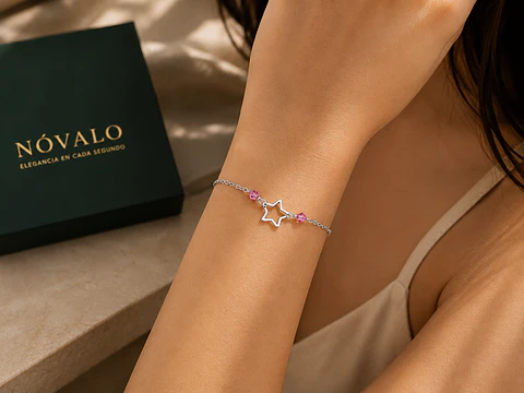 Pulsera Estrella con Cristales Swarovski® Rosados