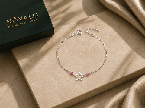 Pulsera Estrella con Cristales Swarovski® Rosados