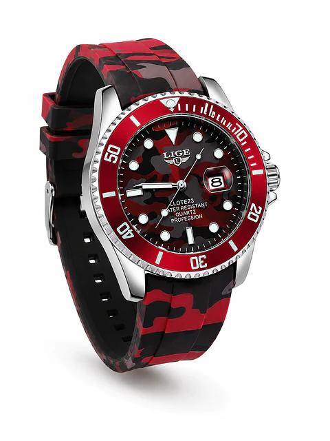 Lige Deportivo 43 mm – Rojo Camuflaje