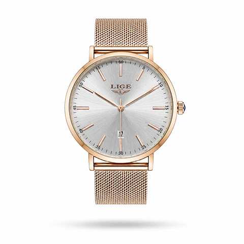LIGE 9908 Blanco & Oro Rosa 42mm