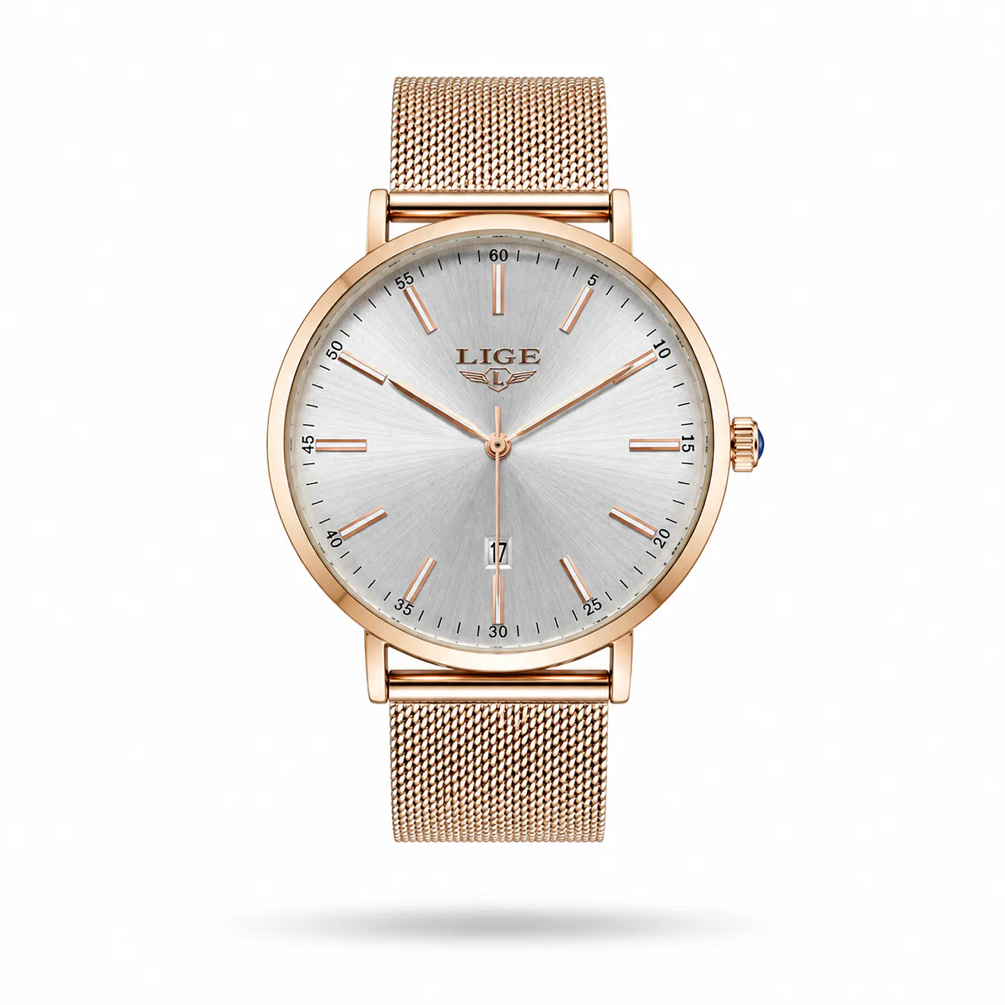 LIGE 9908 Blanco & Oro Rosa 42mm 1