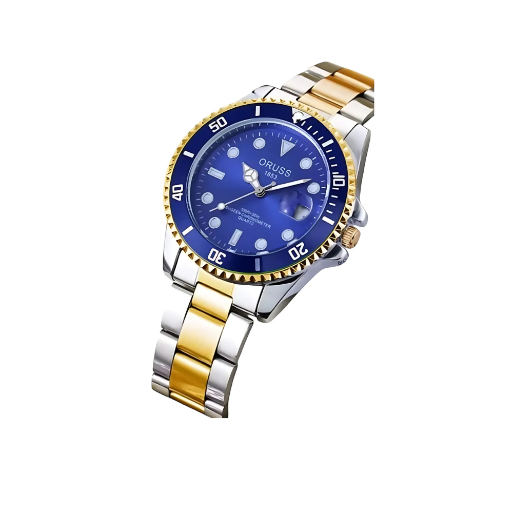 Reloj Oruss Cuarzo- Fondo Azul -color Plateado Inoxidable 1