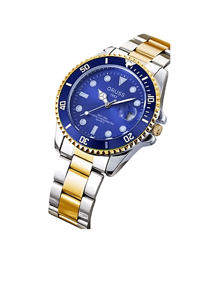 Reloj Oruss Cuarzo- Fondo Azul -color Plateado Inoxidable