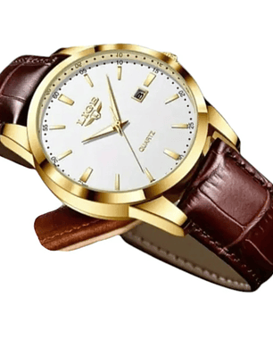 Reloj Lige Hombre Correa Marron Movimiento Cuarzo