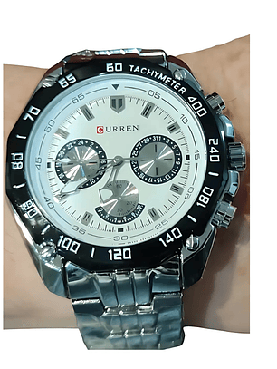 Reloj Curren Hombre Cuarzo Cronometro Color Fondo Blanco