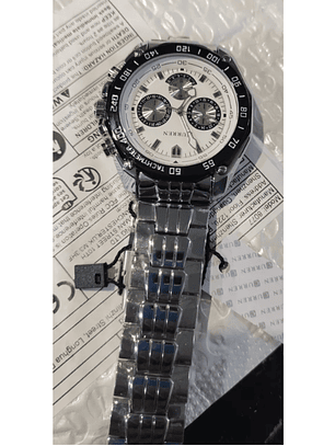 Reloj Curren Hombre Cuarzo Cronometro Color Fondo Blanco