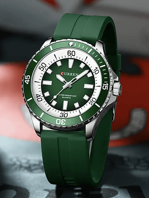 Reloj Curren Color Verde Pulsera de Silicona