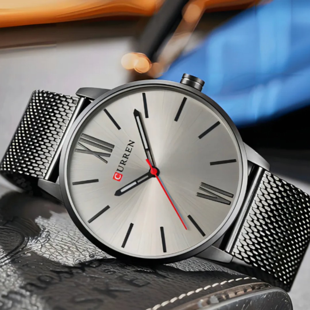 Reloj Hombre Curren Pulsera Negra Acero Inoxidable 2