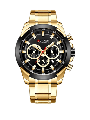 Reloj Hombre Curren Acero Inoxidable Dorado con Negro