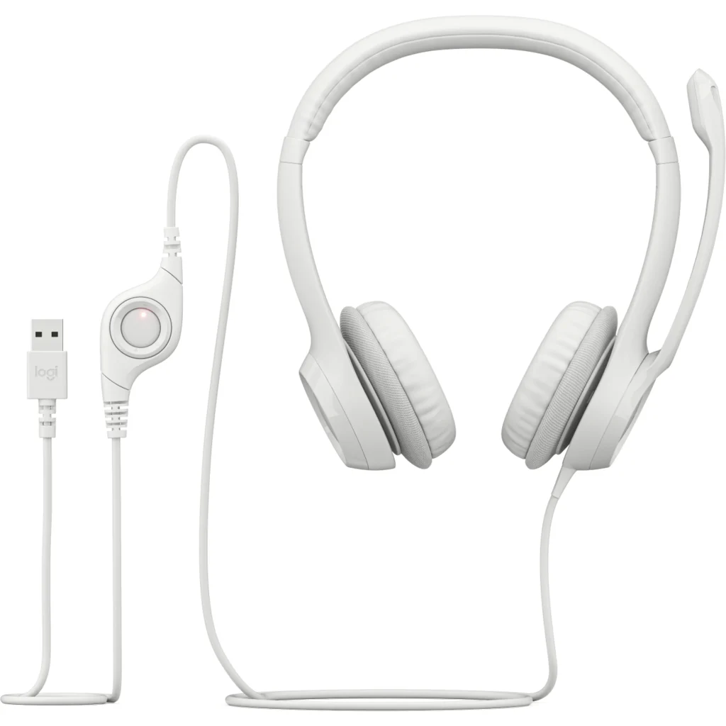 Audífono Logitech H390 Blanco Con Cancelación de ruido USB Blanco 2