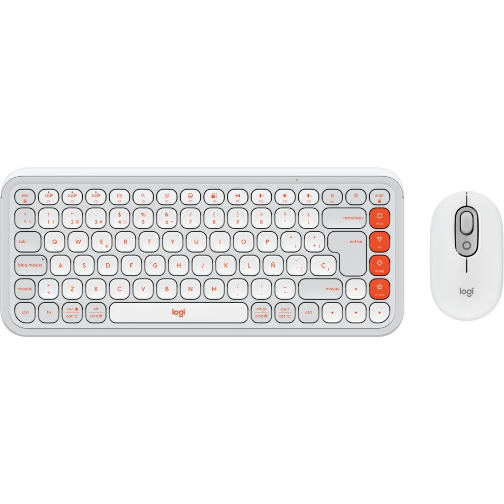 Kit Teclado y Mouse Logitech POP Icon Combo Blanco/Naranja  1