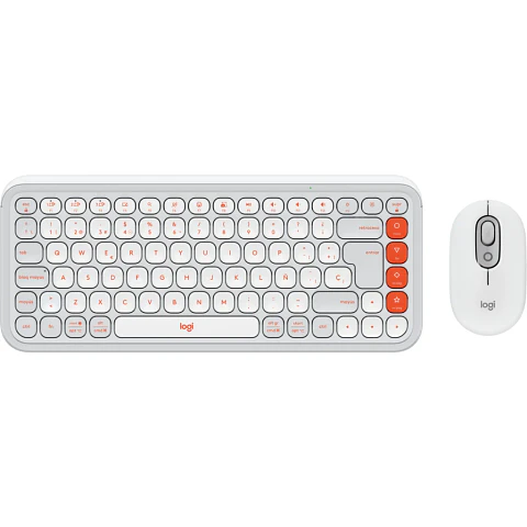 Kit Teclado y Mouse Logitech POP Icon Combo Blanco/Naranja 