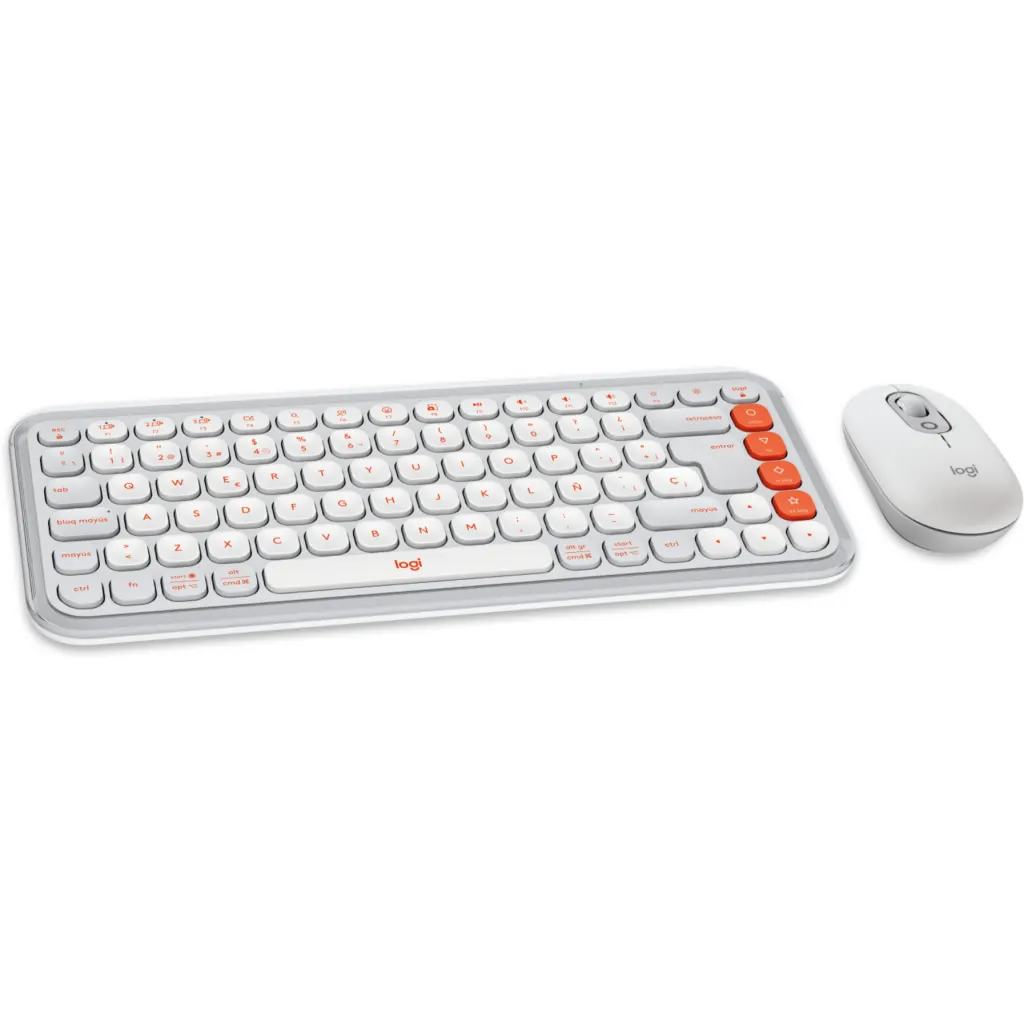 Kit Teclado y Mouse Logitech POP Icon Combo Blanco/Naranja  2