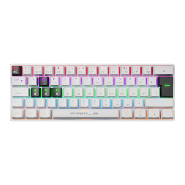 Teclado Mecánico Gamer Primus 60% Blanco Español 1