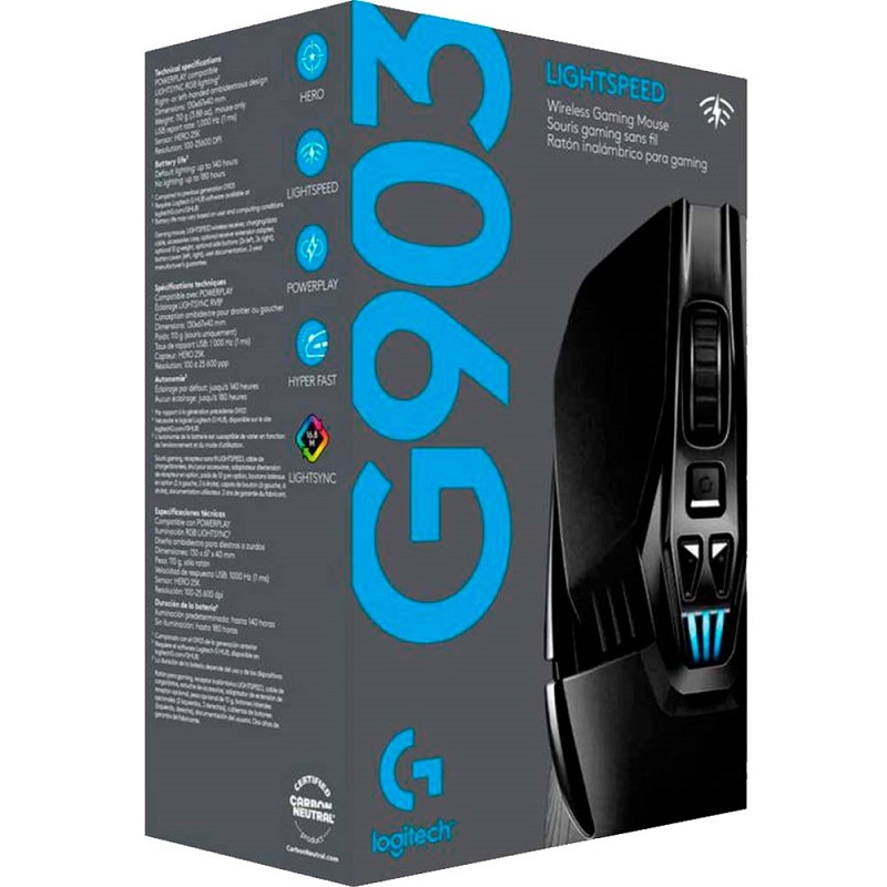 Mouse Gamer Inalámbrico Logitech G903 HERO LIGHTSPEED – 25.600 DPI 3