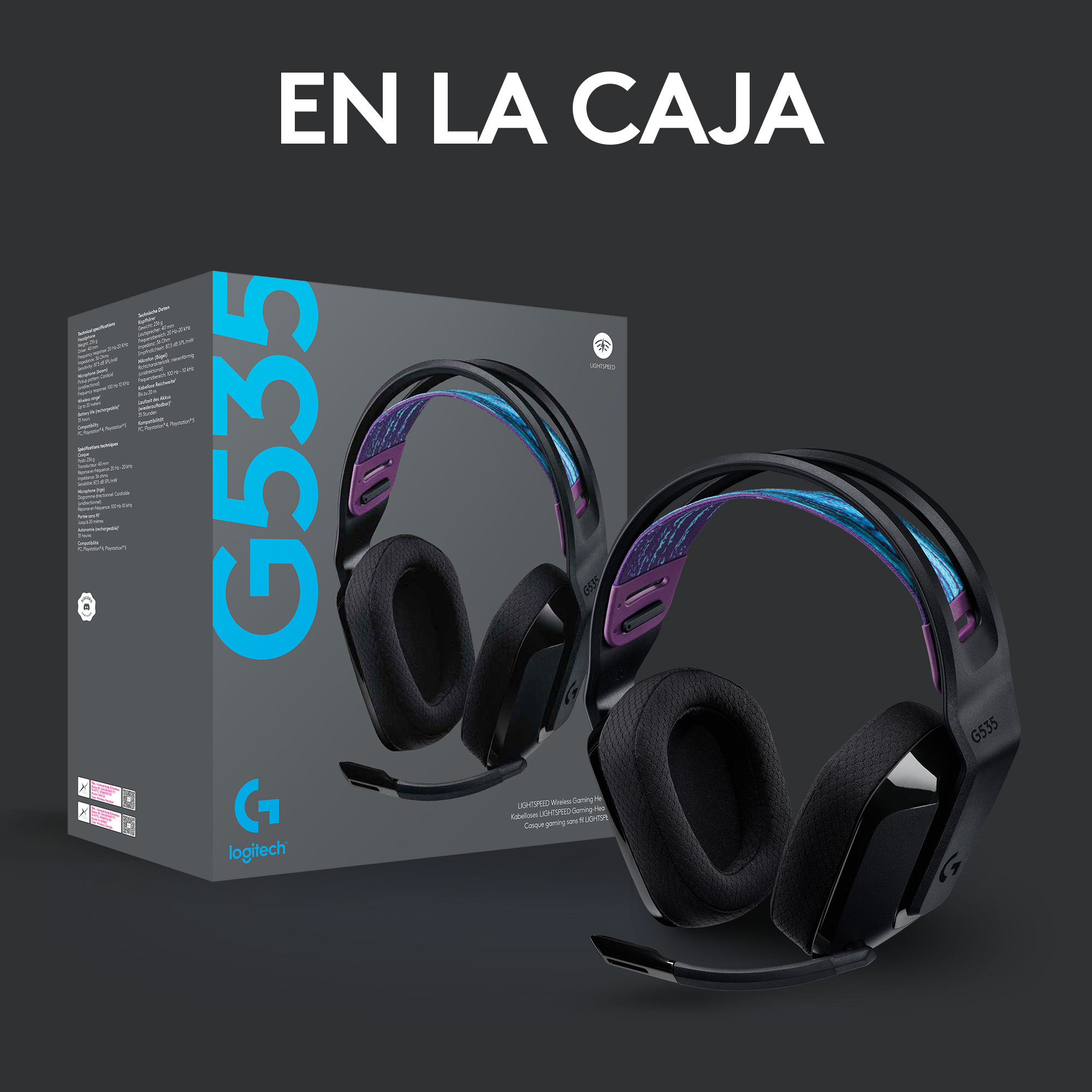 Audífono Gamer Inalámbrico Logitech G535 LIGHTSPEED Negro 2