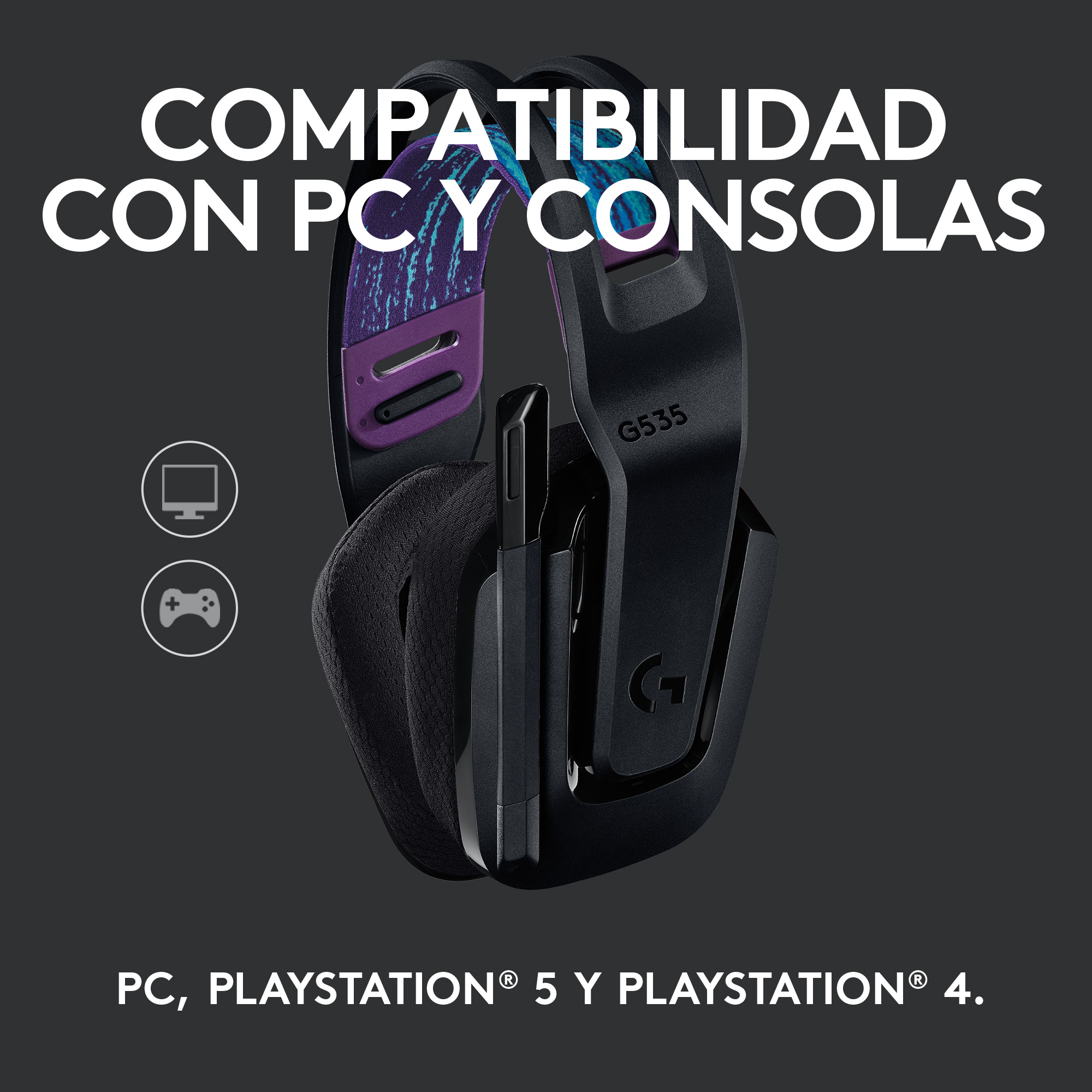 Audífono Gamer Inalámbrico Logitech G535 LIGHTSPEED Negro 4