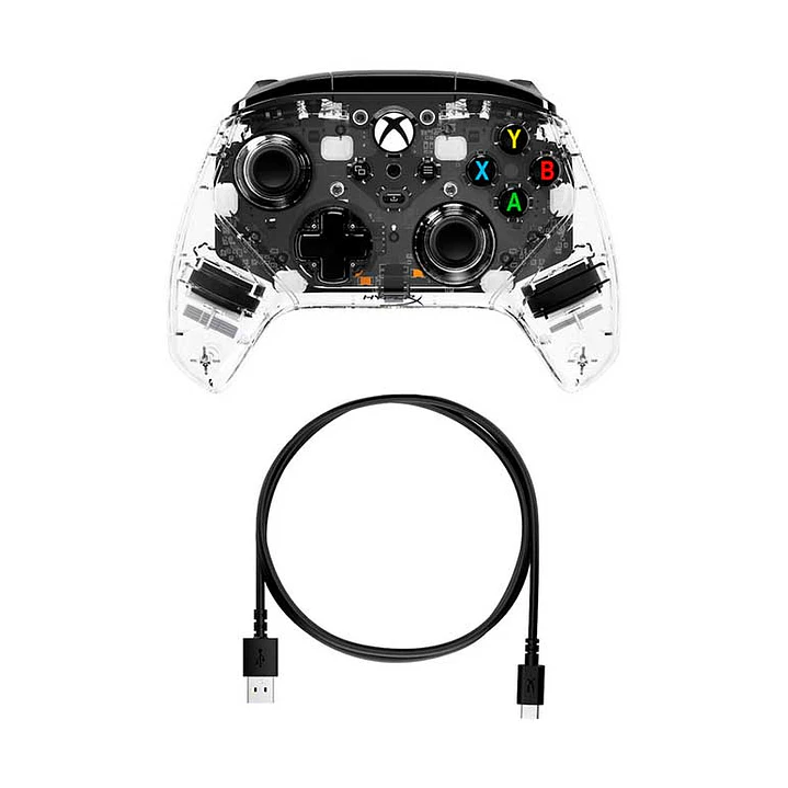 Control Gamer HyperX Clutch Gladiate RGB Cableado Xbox PC Transparente 2