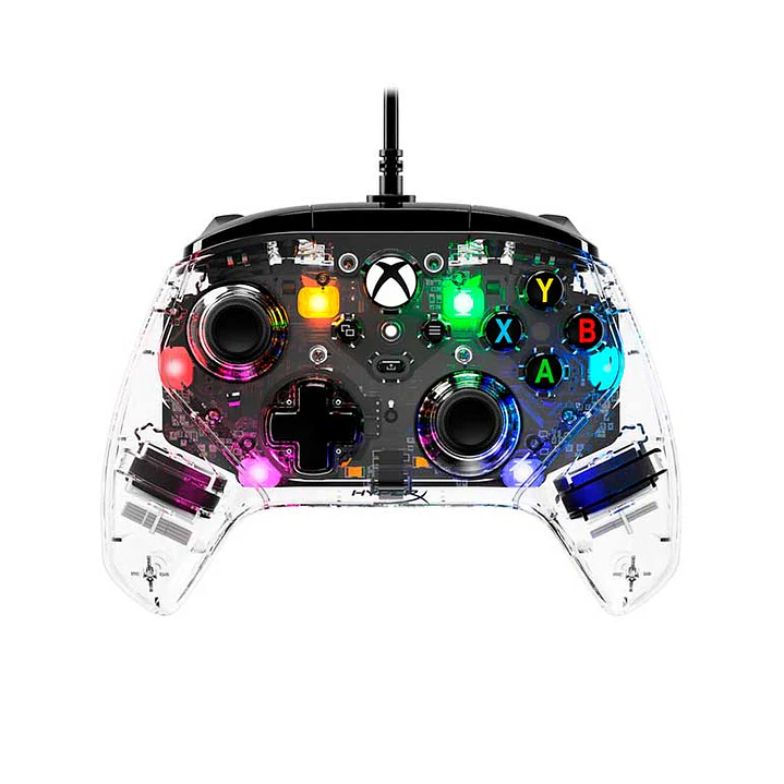 Control Gamer HyperX Clutch Gladiate RGB Cableado Xbox PC Transparente 1