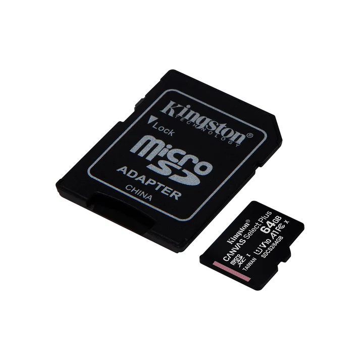 Tarjeta microSD Kingston Canvas Select Plus Gen3 64GB A1 U1 V10 + Adaptador SD 2