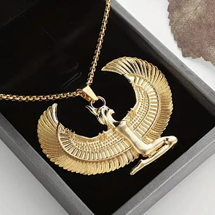 Collar Cadena Mujer Hombre Egipcio Dorado Acero Inoxidable