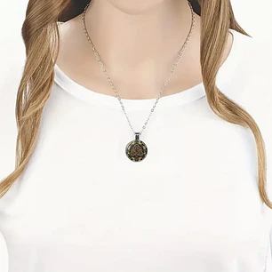 Collar Cadena Plateada Celta Cristal Acero Inoxidable