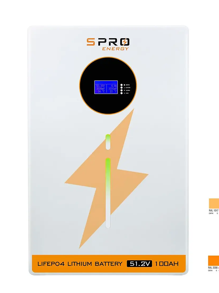 BATERIA DE LITIO SUNPRO 5.1kW GRADO A LIFEPO4 51.2V 100AH 6.000 CICLOS 95% DOD 1