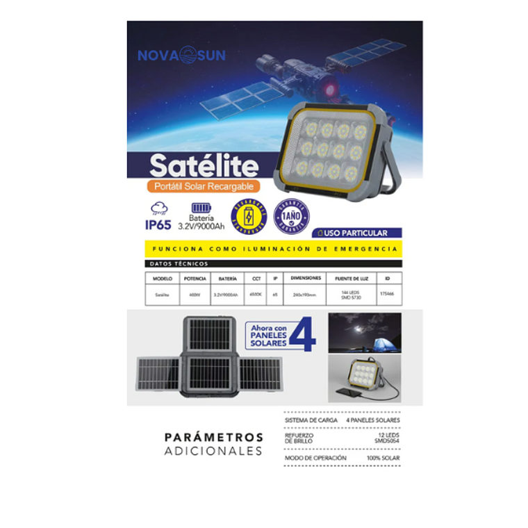 🔆Foco LED SOLAR Portátil SATÉLITE 400W 3