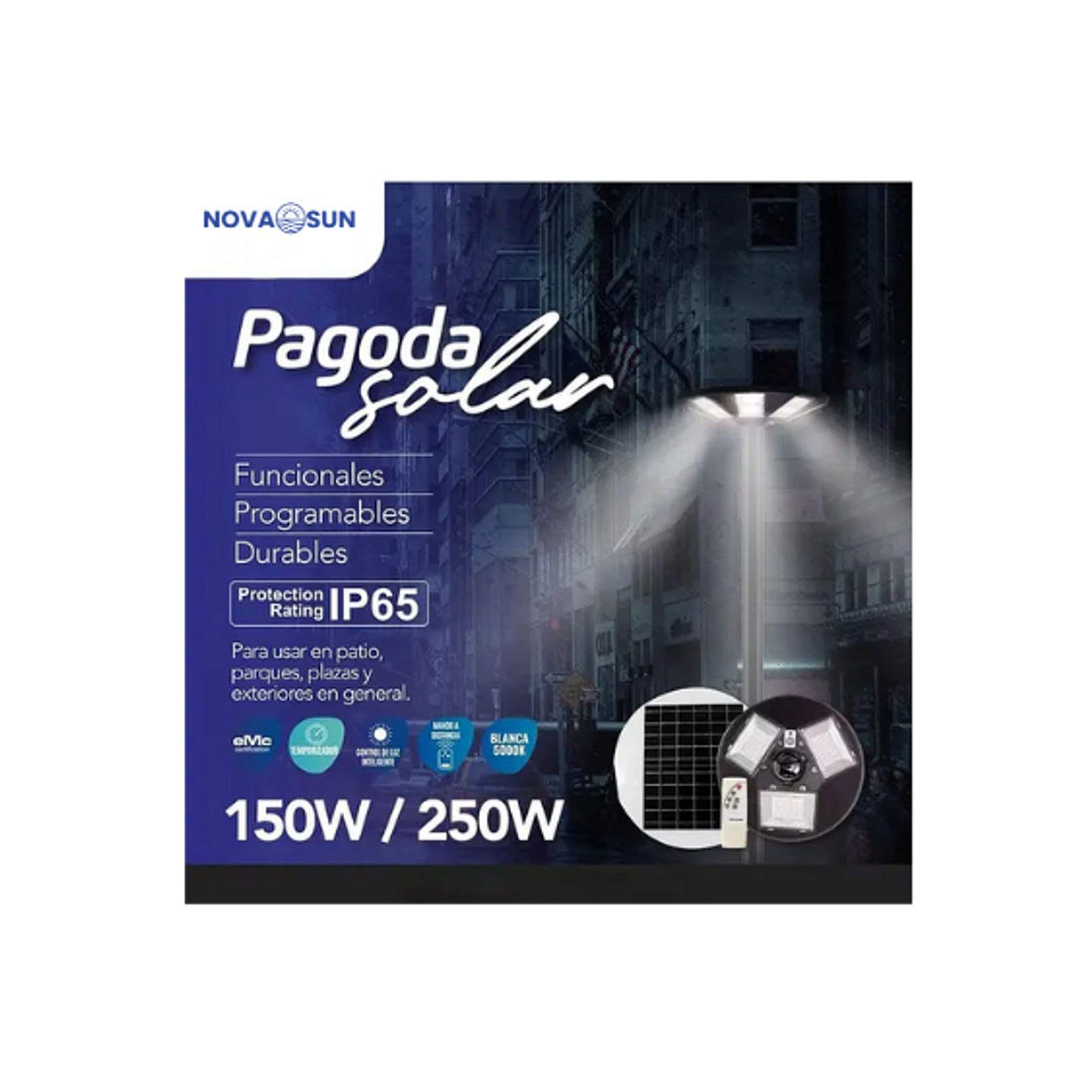 Luminaria Solar LED Pagoda S07 150W Blanco FRIO 2