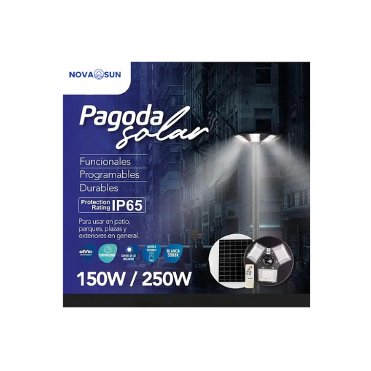 Luminaria Solar LED Pagoda S07 150W Blanco CÁLIDO 3