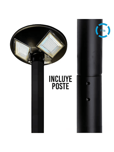 Kit Luminaria Solar LED Pagoda S07 150W + Poste Metálico 3mts – Luz Blanco Frío