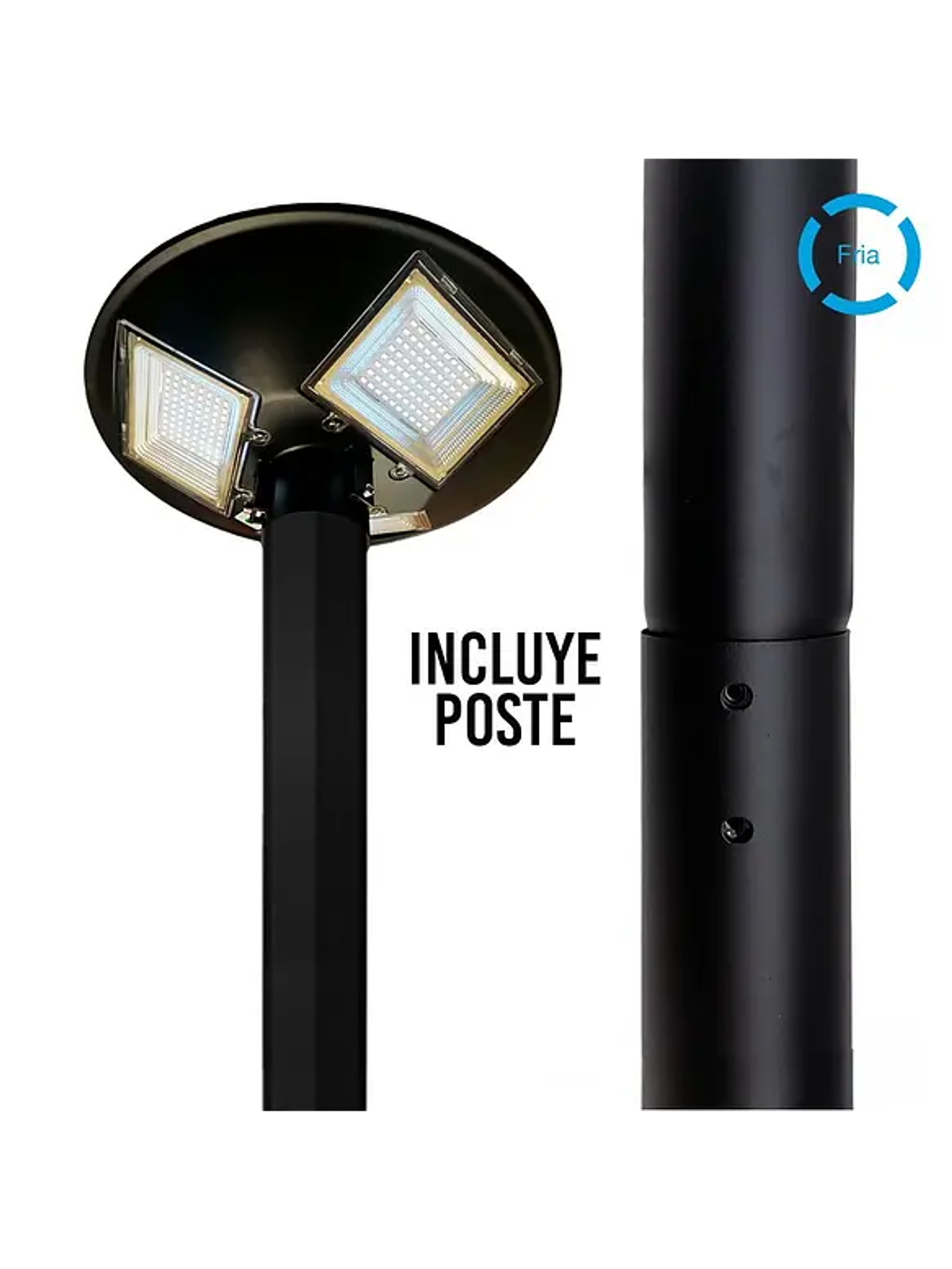 Kit Luminaria Solar LED Pagoda S07 150W + Poste Metálico 3mts – Luz Blanco Frío 1