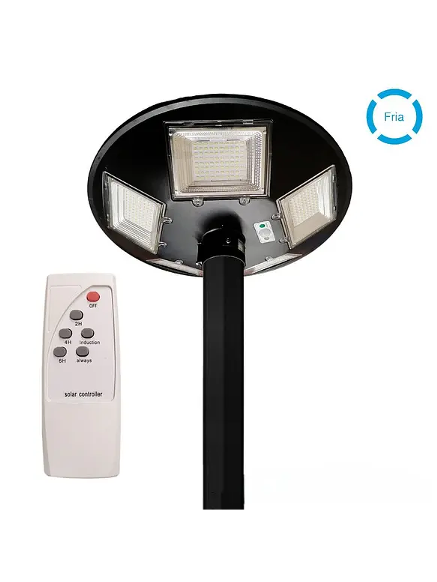 Kit Luminaria Solar LED Pagoda S07 150W + Poste Metálico 3mts – Luz Blanco Frío 2