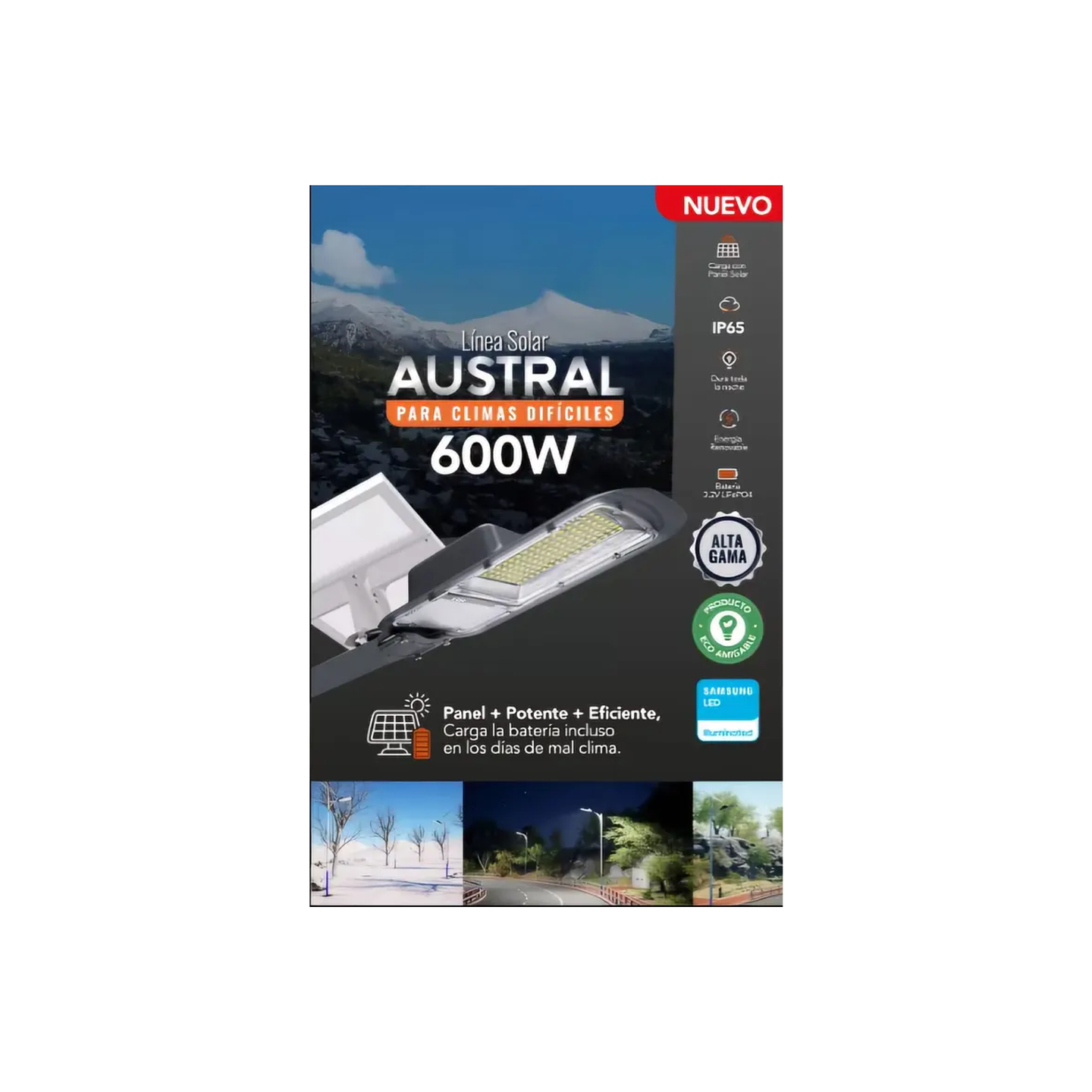 Luminaria Solar 600W – 3000 lm | Panel 45W 4