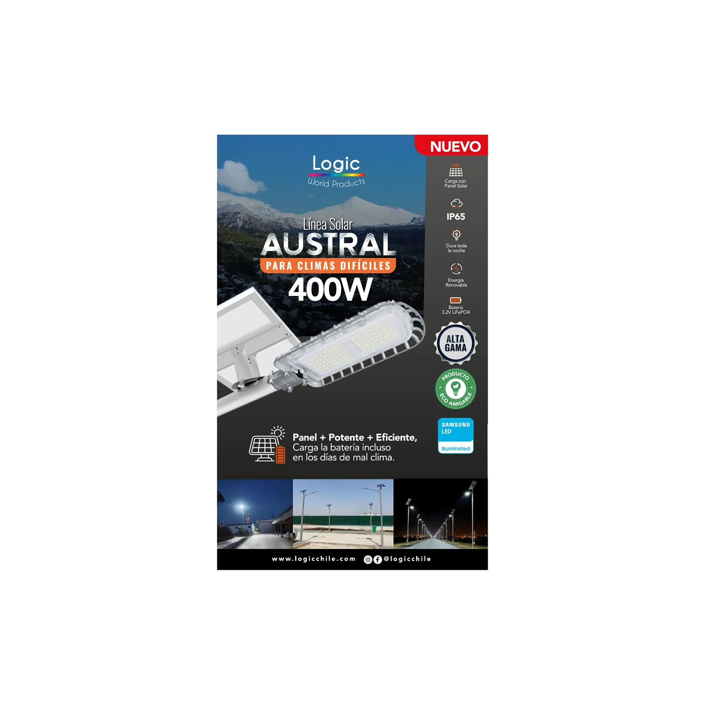 Luminaria Solar 200W – 1900 lm | Panel 30W 4