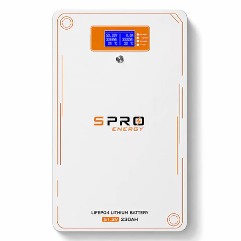 Bateria de litio SUNPRO modelo LC grado A LIFEPO4 51.2V 230AH 6.000 Ciclos 95% DOD 11.7kw con LCD $1.368.475